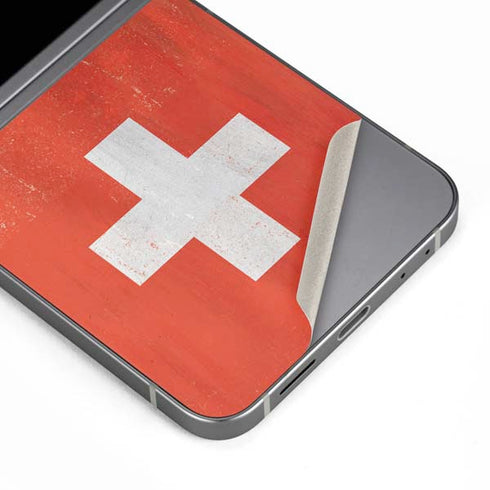 Switzerland Flag Distressed Galaxy Z Flip6 Skin